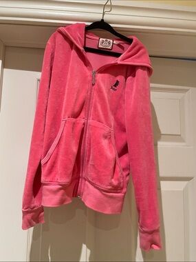 Vintage Juicy Couture Pink Velour Hoodie Y2K Made in USA Fits Women’s XS/S